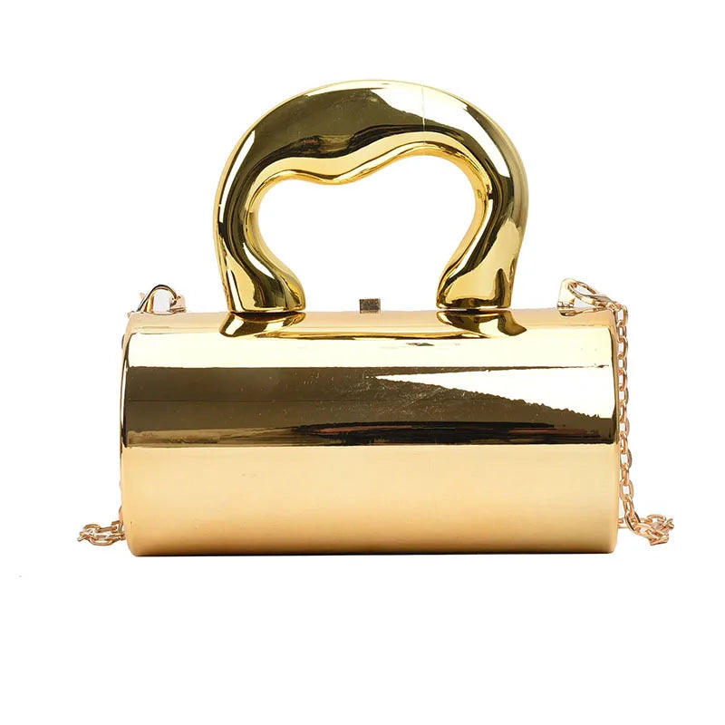 Women's Handbag Bags For Women Party Clutches Fashion Cylinder Mini Evening Purse Crossbody Shoulder Bag Gold Box Clutch