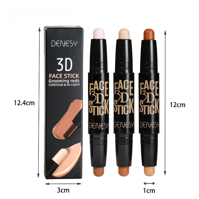 DENSEY FACE Freckles Double Head Concealer Pen Long Lasting White Dark Circles Corrector Contour Eye Stick Pencil Cosmetic Makeup