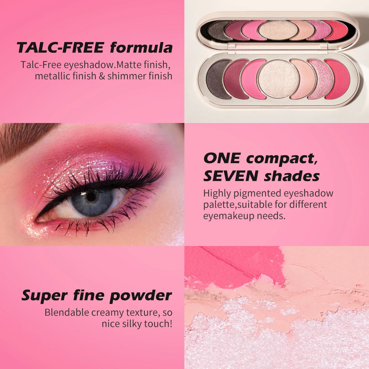 Heci Beauty Ultra-Luxe Talc-Free Pink Romantic Eye shadow Stunning Shimmer Eye shadow Palette High Quality Makeup