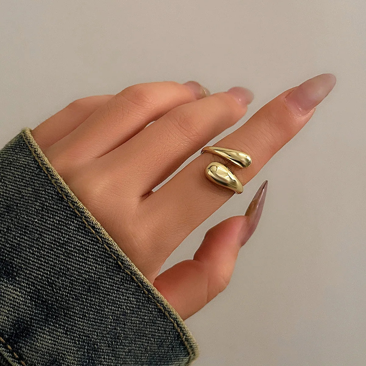 Personalized Spring Open Necklaces Bangles Rings Set For Women Punk Geometric Gold Silver Color Metal New Hip Hop Jewelry Set