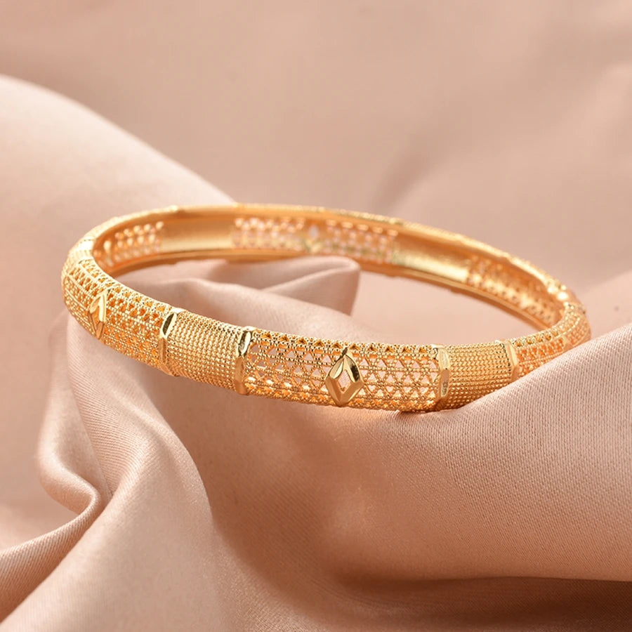 Morocco Gold Color Dubai Wedding Bangles For Women Jewelry Indian Bangles Bracelets Women Birthday Jewelry Gifts