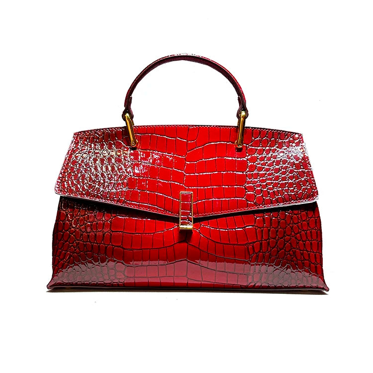 Luxury Fashion Leather Women Handbags Crocodile Pattern Lady Shoulder Messenger Red Bag New Large Capacity Portable Shell Bags
