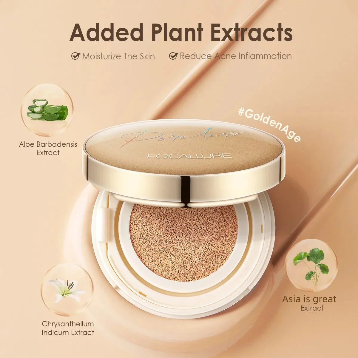 FOCALLURE Waterproof Matte Air Cushion Poreless BB&CC Cream High Coverage Oil-control Soft Face Makeup Foundation Base Cosmetics