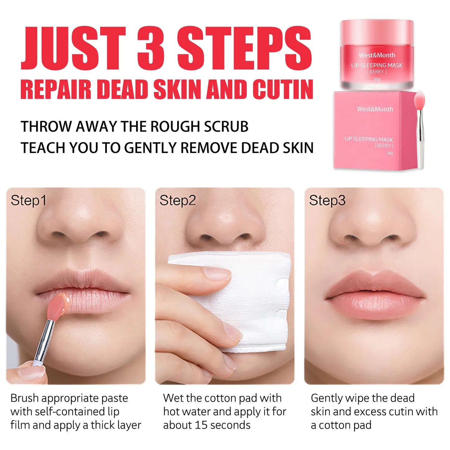 HENGJIAO Berry Lip Sleeping Mask Night Sleep Maintenance Moisturizing Fade Lip Lines Nourishing Lip Balm Skin Care Korean Cosmetic 20g