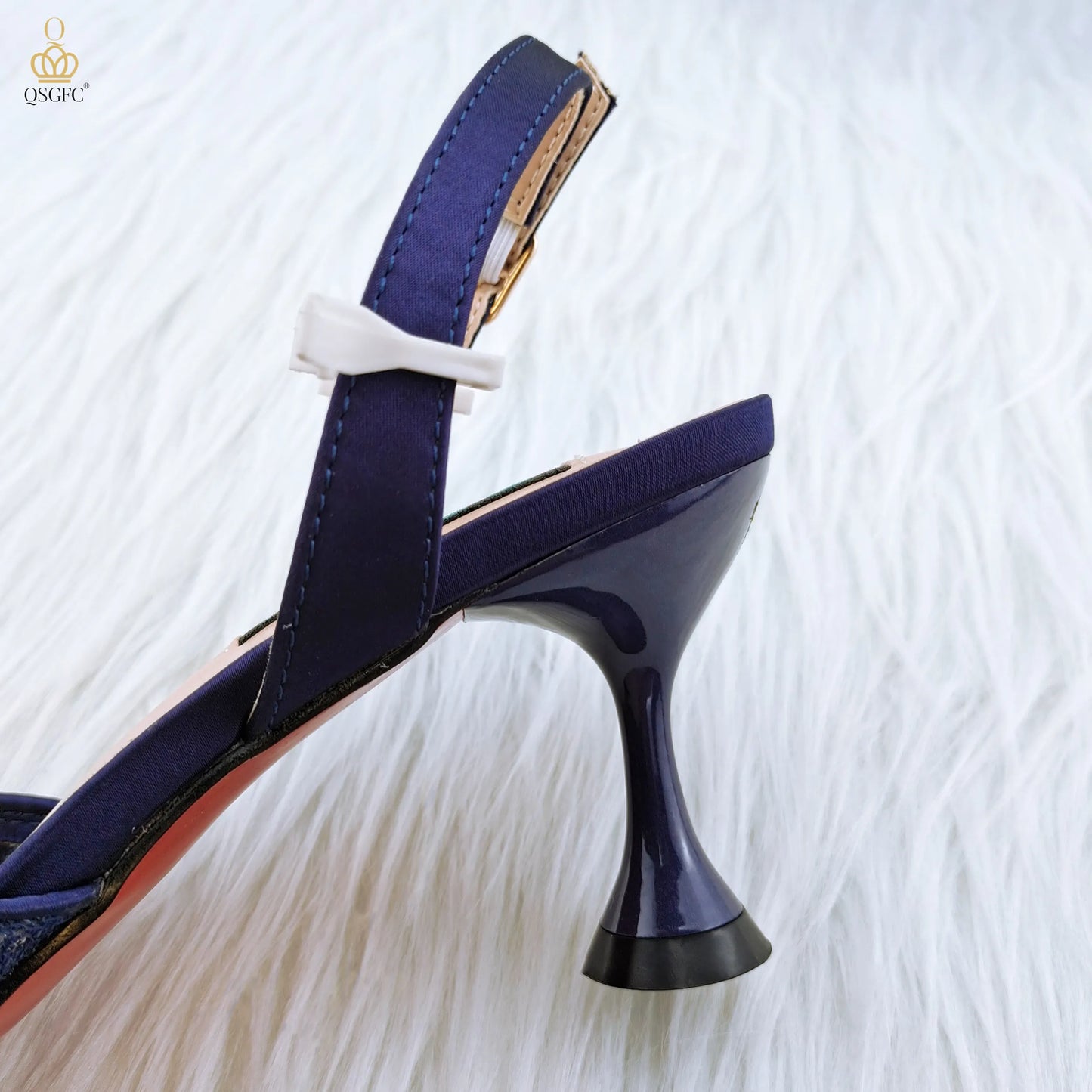 QSGFC Italian Design Ladies Party Shoes and Bag Fashion Lace Mini Bags and Mid Heel Pointed Shoes