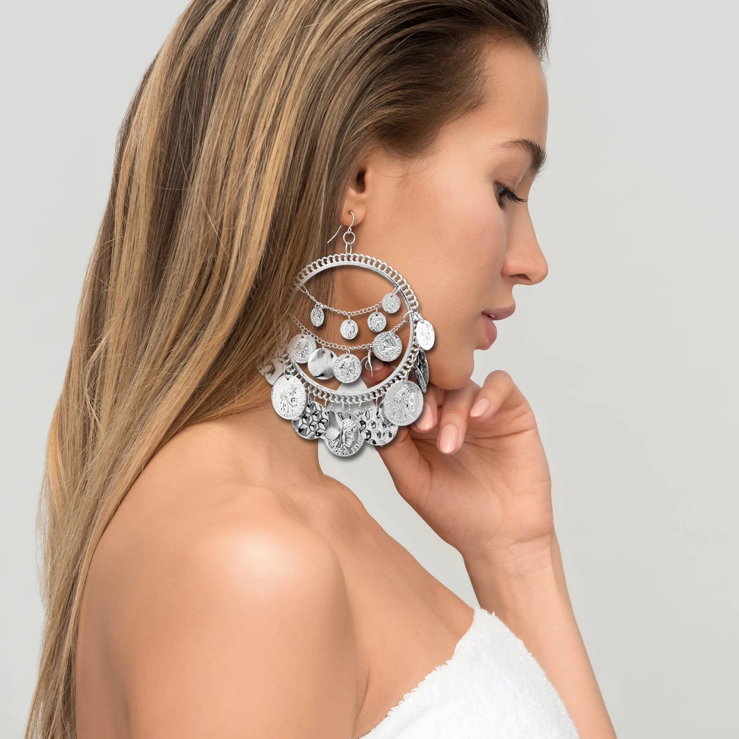 Vintage Tribal Coins Big Hoop Banjara Belly Dance Gypsy Earrings Pendant For Women Brincos Jewelry Bijoux Oorbellen Aretes