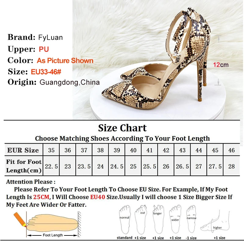 New 8cm 10cm 12cm Women High Heeled Sandals Brown Snake Print Thin Heel Stiletto Valentine's Day Evening Party Pointed Toe Shoes
