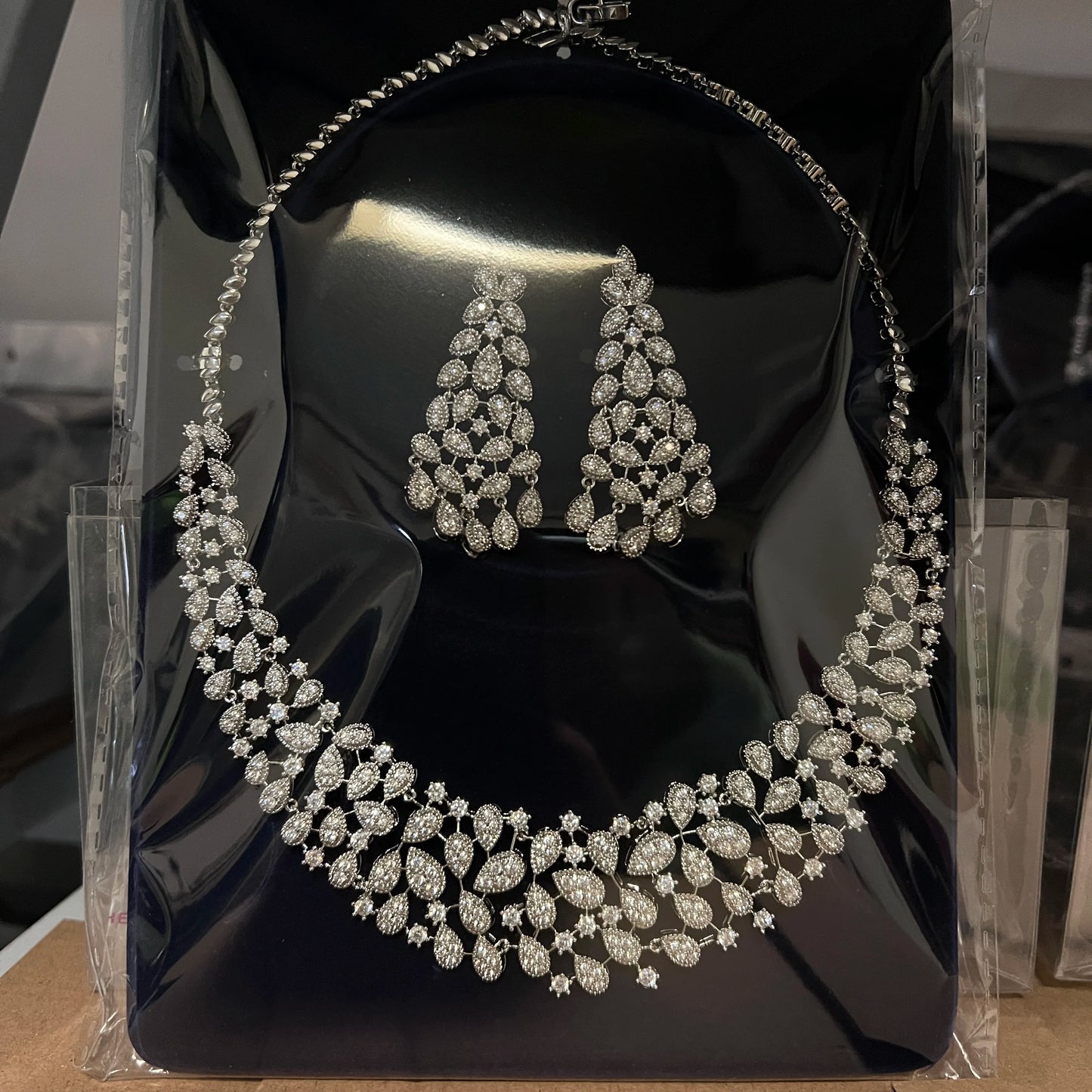 ASNORA Gorgeous CZ Crystal Zirconia Luxury Silver Color Necklace Europe Bridal Wedding Party Dubai Jewelry Set for Women