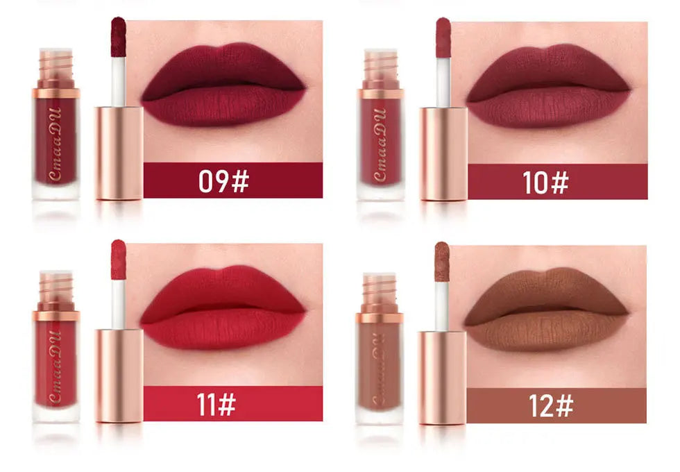 CmaaDu Long-Lasting Lip Sense Color Makeup Waterproof Lipsticks Matte Velvet Lip Gloss
