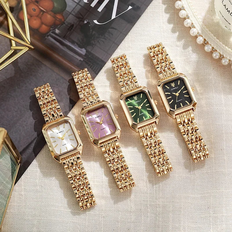 Brand Stainless Steel Strap Watch Women Luxury Gift Quartz Wristwatch Student Fashion Simple Square Quartz Watches