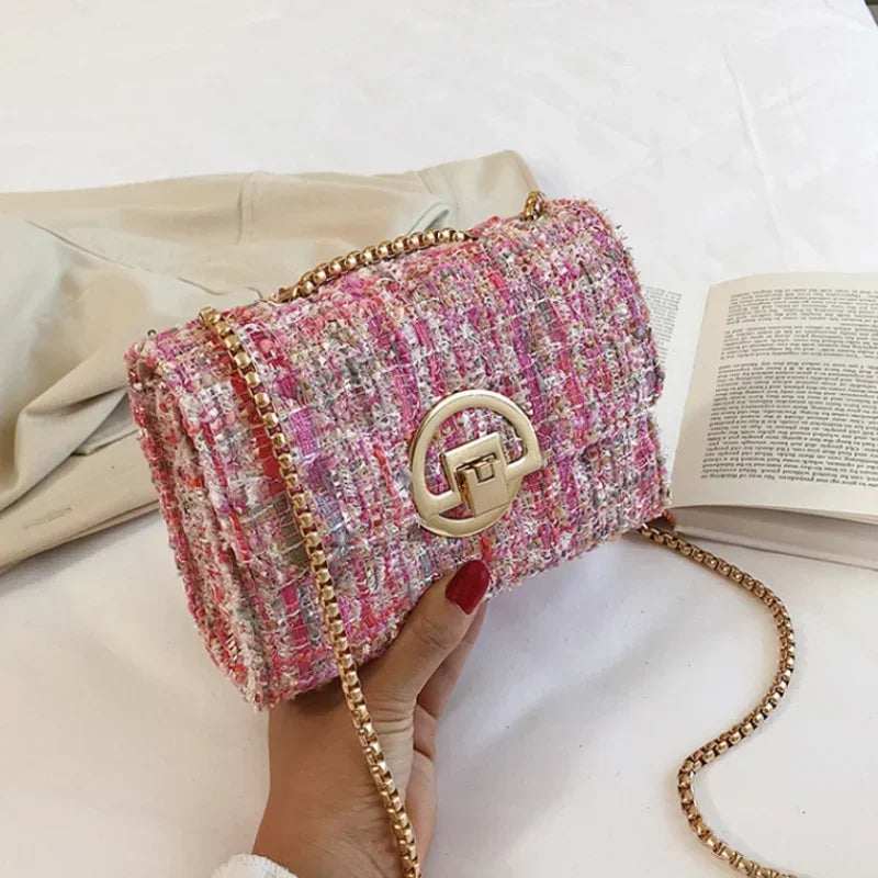 JBTP New Woven Tweed Bag Women's Luxury Designer Handbag High Quality Brand Purse for Ladies