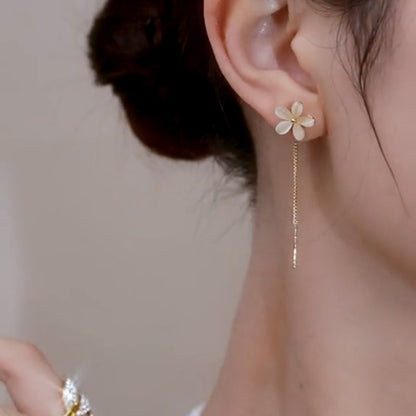 Flower Opal Silver Needle Earrings