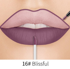 QIBEST Lip Liner Matte Nonstick Cup Liquid Lipstick Double Lip Gloss Pen