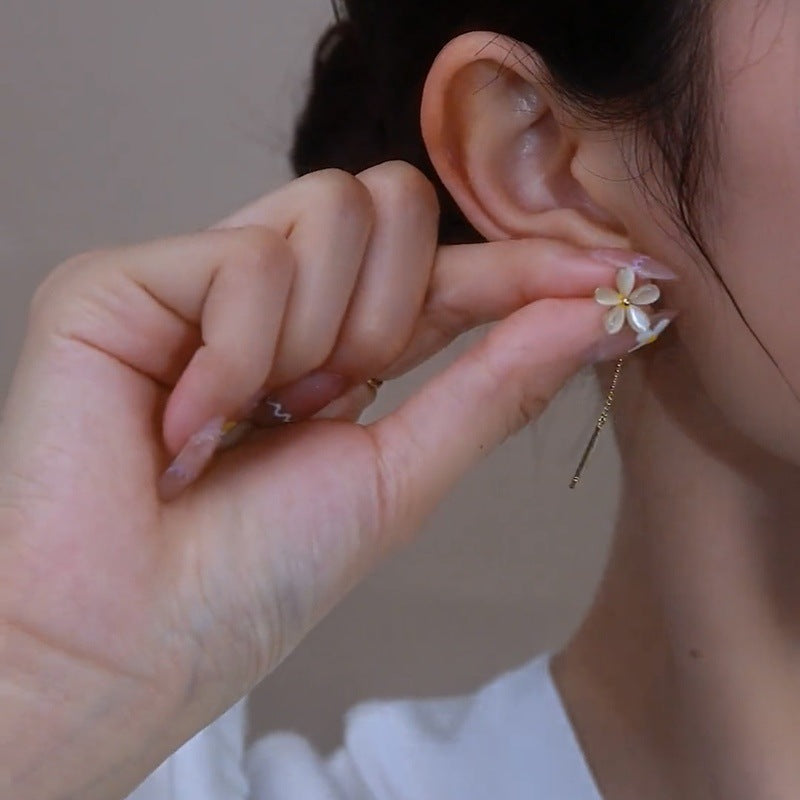 Flower Opal Silver Needle Earrings