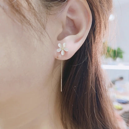Flower Opal Silver Needle Earrings