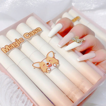 MAGIC CASA Cute Pet Corgi Five PCs Lip Glaze Set Velvet Matte Matte Lipstick Set