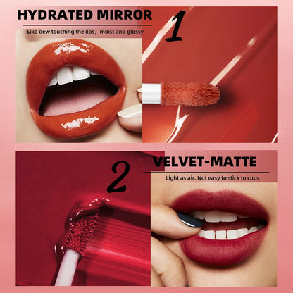 QIBEST Double Head Lip Gloss Matte Velvet Sexy Beautiful Tint Liquid Lipstick Waterproof Lip gloss Lasting Lip Glaze Korean  Cosmetics