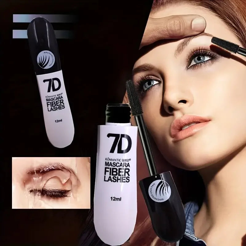 7D Fiber Mascara Set, Waterproof, Durable, Curling Mascara, Sweatproof, Anti-smudge, Slimming Base Mascara, for all skin types