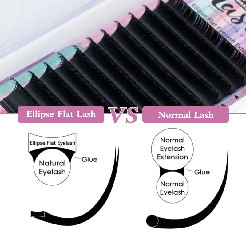 MASSCAKU Super Soft Ellipse Shape Lashes 0.15 0.20 Thickness Natural Faux Mink Eyelashes Extension Custom Logo Matte Flat Lashes