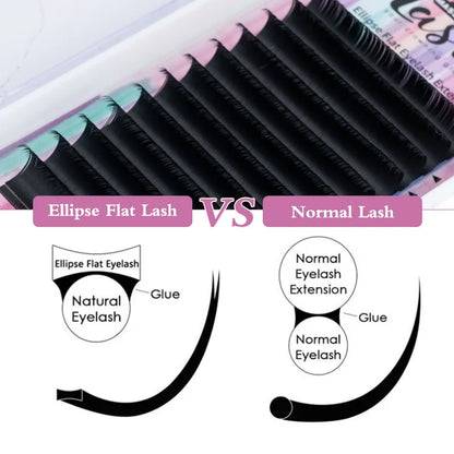 MASSCAKU Super Soft Ellipse Shape Lashes 0.15 0.20 Thickness Natural Faux Mink Eyelashes Extension Custom Logo Matte Flat Lashes