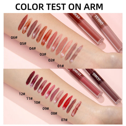 QIBEST Double Head Lip Gloss Matte Velvet Sexy Beautiful Tint Liquid Lipstick Waterproof Lip gloss Lasting Lip Glaze Korean  Cosmetics