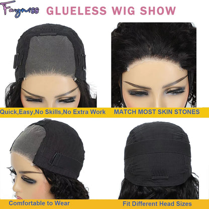 Fayniss Glueless Water Wave Bob Wigs For Women Glueless Short Bob Wig 100% Human Hair Wigs Pre Cut Lace