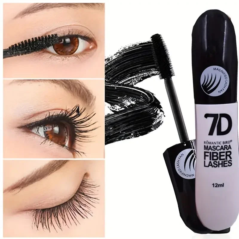 7D Fiber Mascara Set, Waterproof, Durable, Curling Mascara, Sweatproof, Anti-smudge, Slimming Base Mascara, for all skin types