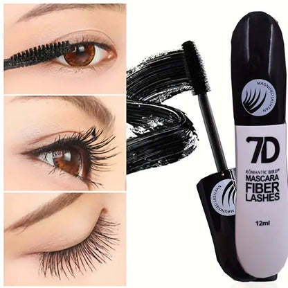 7D Fiber Mascara Set, Waterproof, Durable, Curling Mascara, Sweatproof, Anti-smudge, Slimming Base Mascara, for all skin types