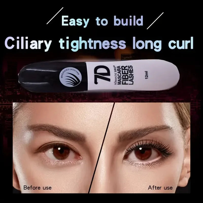 7D Fiber Mascara Set, Waterproof, Durable, Curling Mascara, Sweatproof, Anti-smudge, Slimming Base Mascara, for all skin types