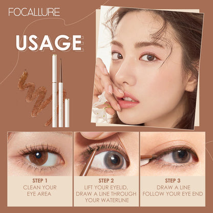 FOCALLURE Ultra-slim Eyeliner Gel Pencil Long Wear Waterproof Soft High Pigment Long-lasting Eye Liner Tool Pen Makeup Cosmetics