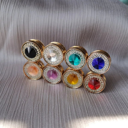 New Fashion Round Crystal Magnet Brooches for Women Safe Clips No Hole Pins Scarf Buckle Collar Pins Luxulry Accessory