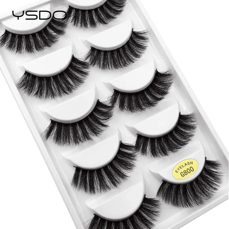 YSDO 5 Pairs Mink Eyelashes Natural Long 3d Mink Lashes Hand Made False Eyelashes Makeup Dramatic Soft Fake Lashes Faux Cils