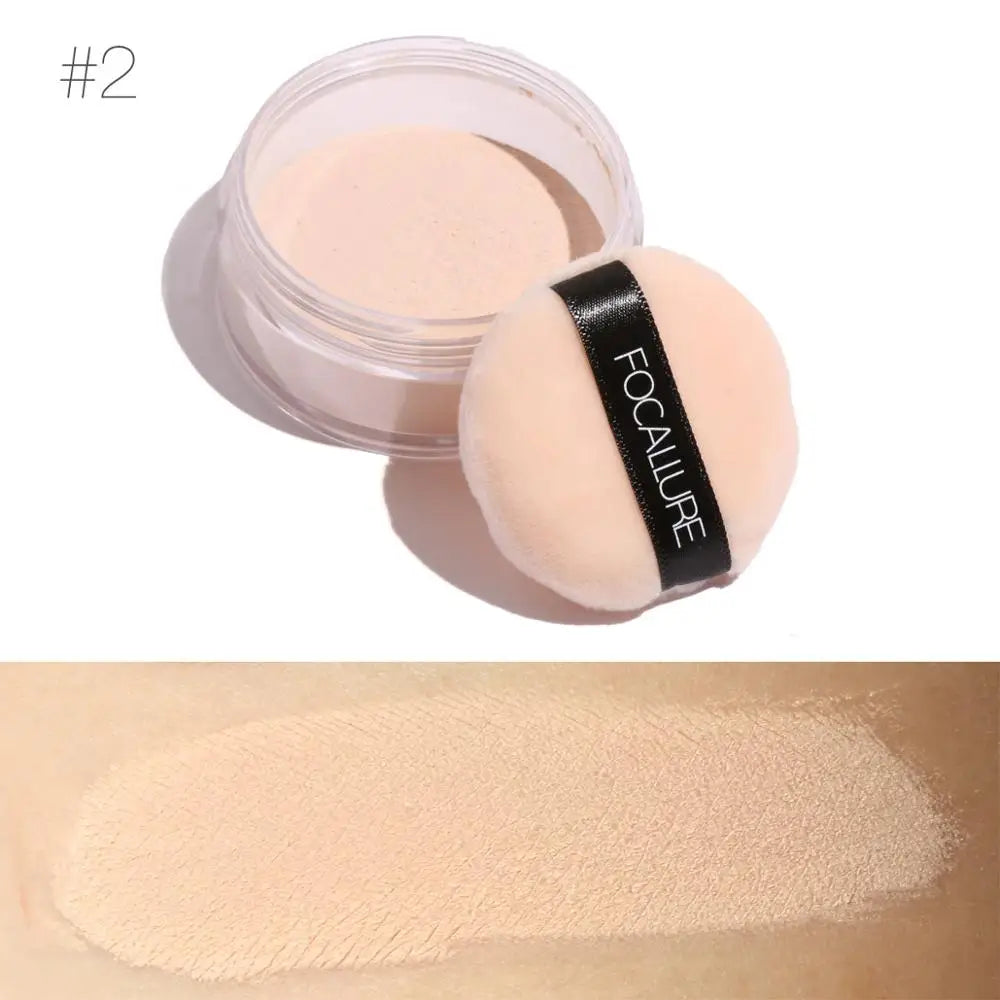 FOCALLURE Makeup Face Powder  Makeup Waterproof Loose Cover Powder Skin Finish Oil Control