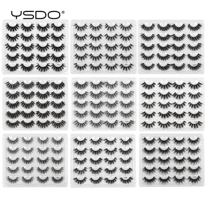 YSDO 5/10 Pairs Natural 3D False Eyelashes Set Fake Lashes Makeup Kit Mink Lashes Natural long Mink Eyelashes Wholesale in Bulk