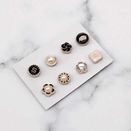 Magnet Pins No-snag 8 Pcs Set  Strong Metal Plating Rose Bow knot Crown Round Scarf Accessories