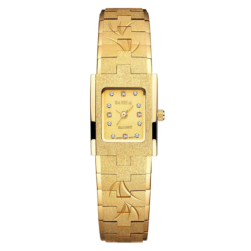 OMEDLY wristwatch gold women's watch carved pattern small fashion Valentine's gift luxury wristwatch inlaid with diamonds