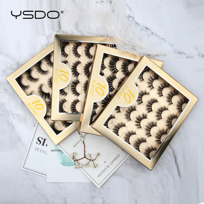 YSDO 5/10 Pairs Natural 3D False Eyelashes Set Fake Lashes Makeup Kit Mink Lashes Natural long Mink Eyelashes Wholesale in Bulk