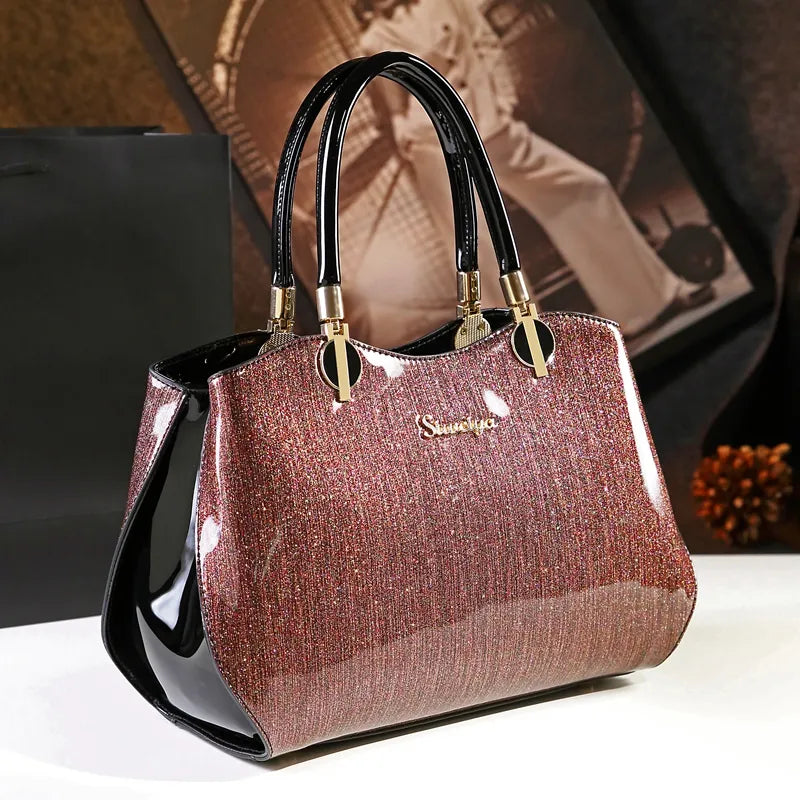 CHICTURESQUE korean style simple pillow shoulder bags handbags women famous brands top handle bag patent leather clutch