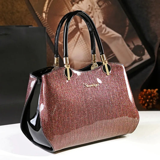 CHICTURESQUE korean style simple pillow shoulder bags handbags women famous brands top handle bag patent leather clutch