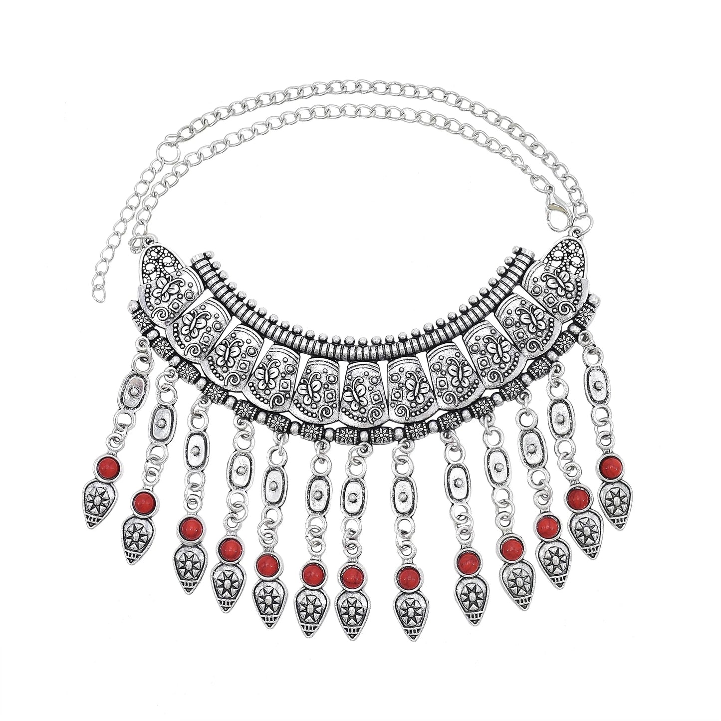 Bohemian Turkish Ethnic Metal Gypsy Beach Choker Bib Coin Tassel Collar Necklace For Women Indian Charm Turk Party Jewelry