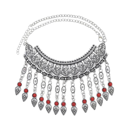 Bohemian Turkish Ethnic Metal Gypsy Beach Choker Bib Coin Tassel Collar Necklace For Women Indian Charm Turk Party Jewelry
