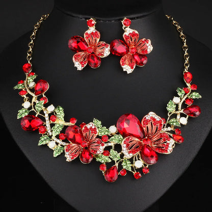 FARLENA Fashion Wedding Jewelry Color Crystal Rhinestones Necklace Earrings set for Women Dubai Bridal Jewelry sets