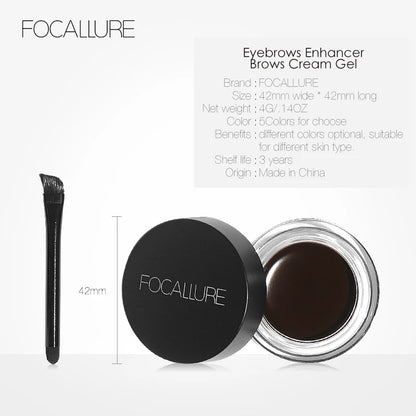 FOCALLURE 5 Color Waterproof Eyebrow Pomade Gel Eyebrow Tint Makeup Enhancer Cosmetic Eye Makeup Eye Brow Cream With Brush