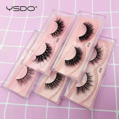 YSDO 1 Pair 3D Mink Eyelashes Fluffy Dramatic Eyelashes Makeup Wispy Mink Lashes Natural Long False Eyelashes Thick Fake Lashes