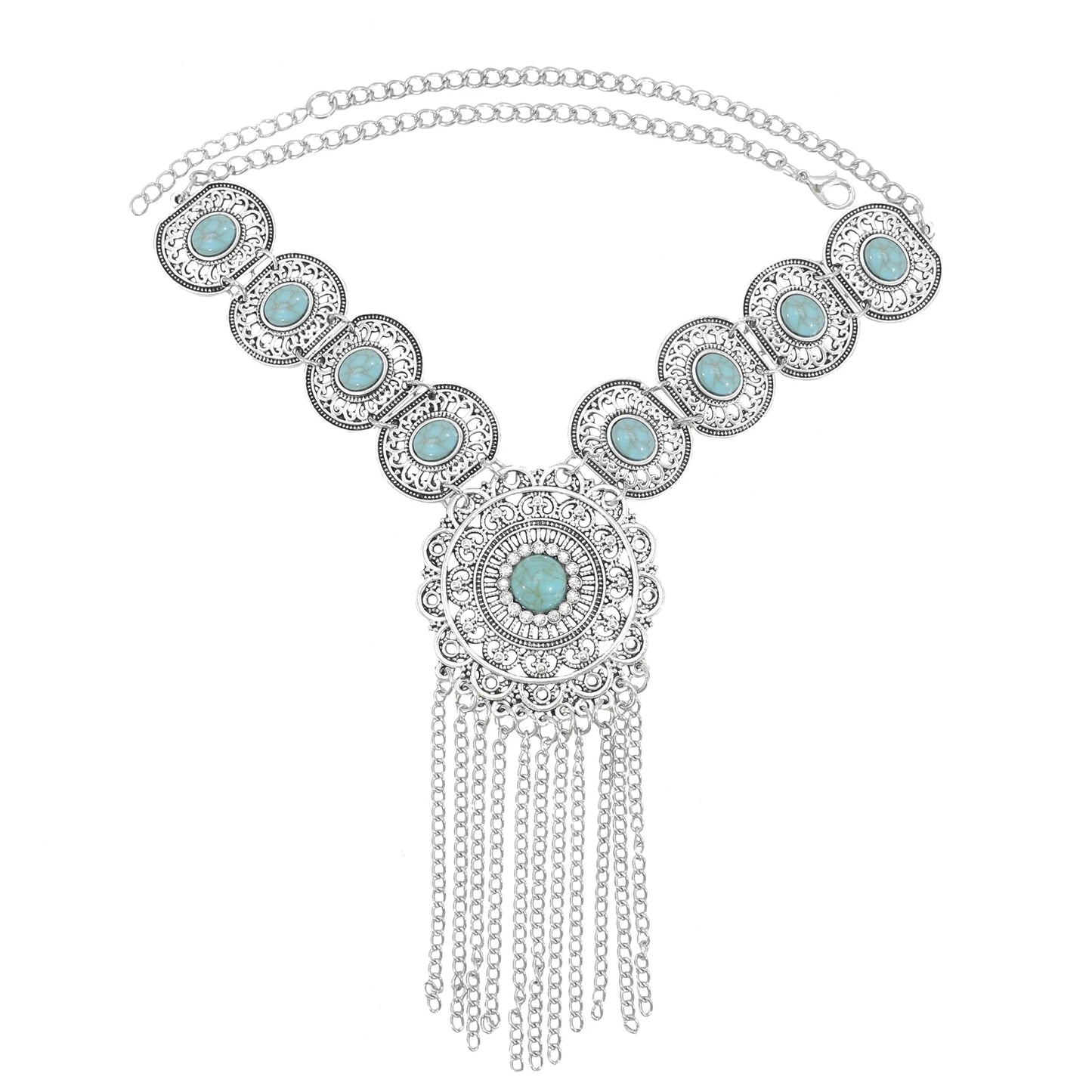 Bohemian Turkish Ethnic Metal Gypsy Beach Choker Bib Coin Tassel Collar Necklace For Women Indian Charm Turk Party Jewelry