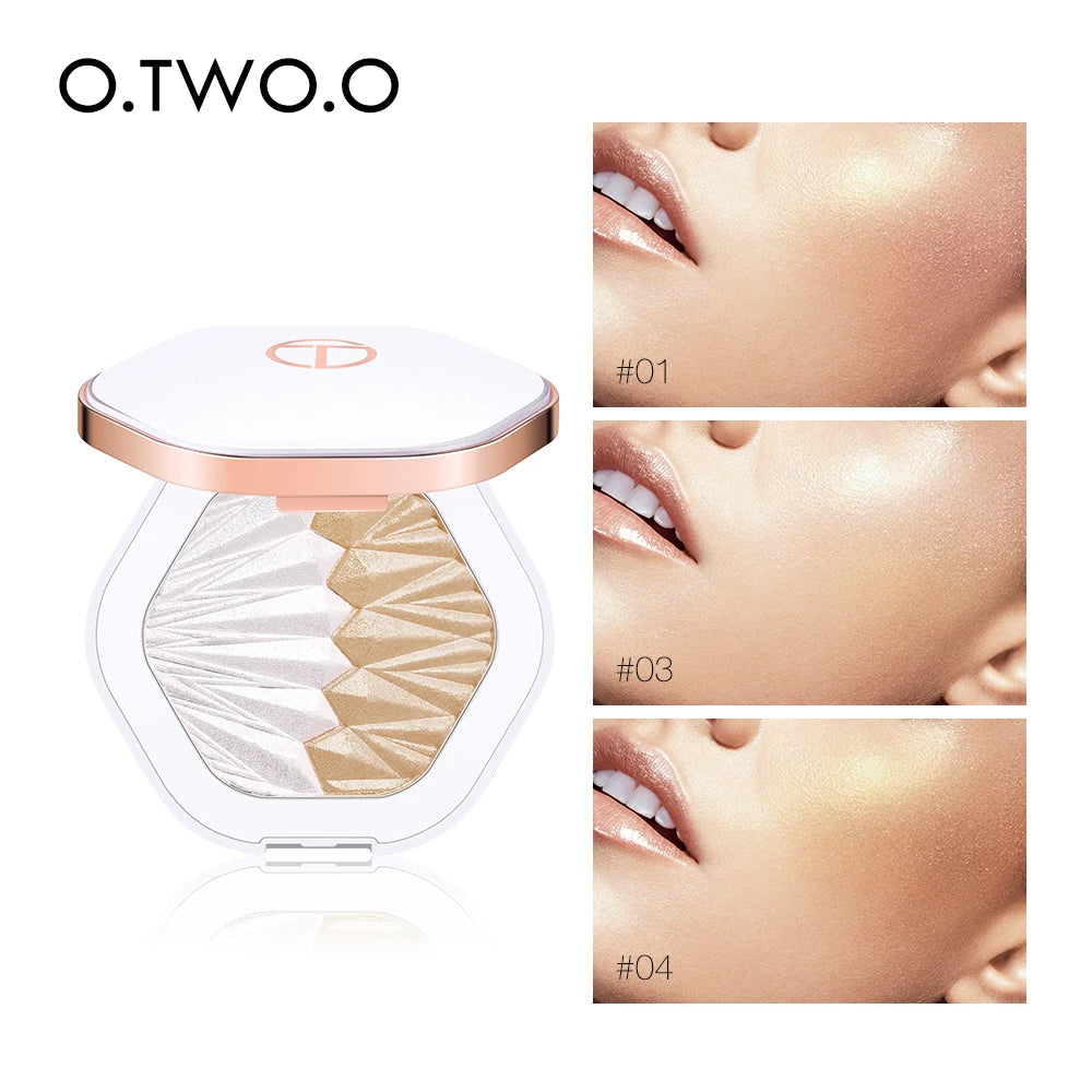 O.TWO.O Shell Highlighter Powder Palette Pearl White Pink Purple Shimmer Face Illuminator Contouring Glowing Makeup