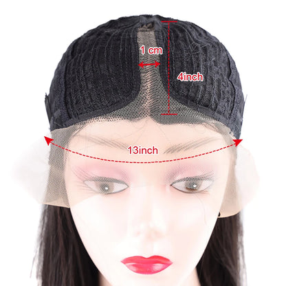Synthetic Wig Lace Front Long Straight Hair Heat Resistant Quality Middle T Part Lace For Black Natural Women Silky Smooth