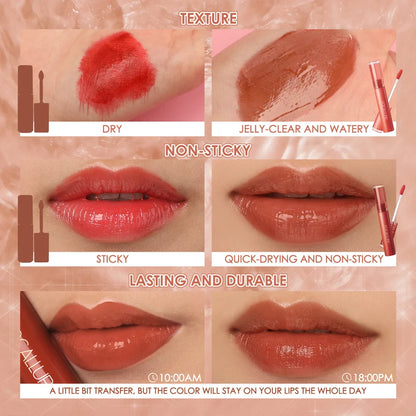 FOCALLURE  Colors Jelly-Clear Dewy Texture Lip Gloss Waterproof Moisturizing Velvet Mate Nude Liquid Lipstick Makeup Cosmetics