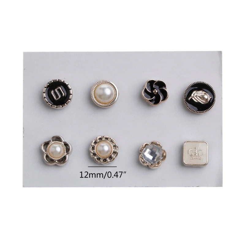 Magnet Pins No-snag 8 Pcs Set  Strong Metal Plating Rose Bow knot Crown Round Scarf Accessories