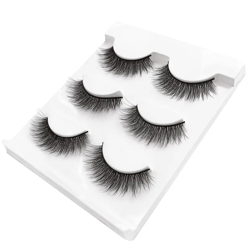 YSDO 3 Pairs Makeup Eyelashes Maquiagem Lashes false eyelashes 3d Mink Hair Fluffy EyeLash Natural False Eye Lashes Faux Cilios